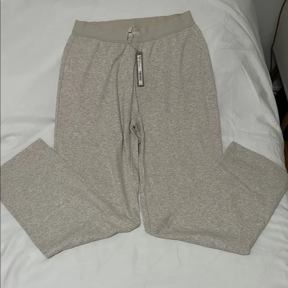NWT SKIMS Cotton Rib, Oatmeal Heather Lounge Pants, Small - Picture 3 of 11